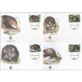LIBERIA 1998 WWF MANGUSTE - SET 4 FDC-URI