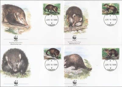 LIBERIA 1998 WWF MANGUSTE - SET 4 FDC-URI foto
