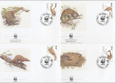 GAMBIA 1993 WF PANGOLIN - SET 4 FDC-URI foto