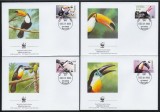 GUYANA 2003 WWF PASARI TOUCANI - SET 4 FDC-URI