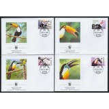 GUYANA 2003 WWF PASARI TOUCANI - SET 4 FDC-URI
