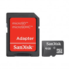 Card Sandisk microSDHC 4GB Class 4 cu adaptor SD foto