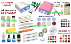 Kit unghii false - lampa UV,freza, 12 GELURI COLORATE GRATIS - KIT 64 produse foto