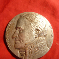 Placheta Polonia -Gen.J.Wybicki -om politic , bronz argintat ,d=7 cm ,marcaje