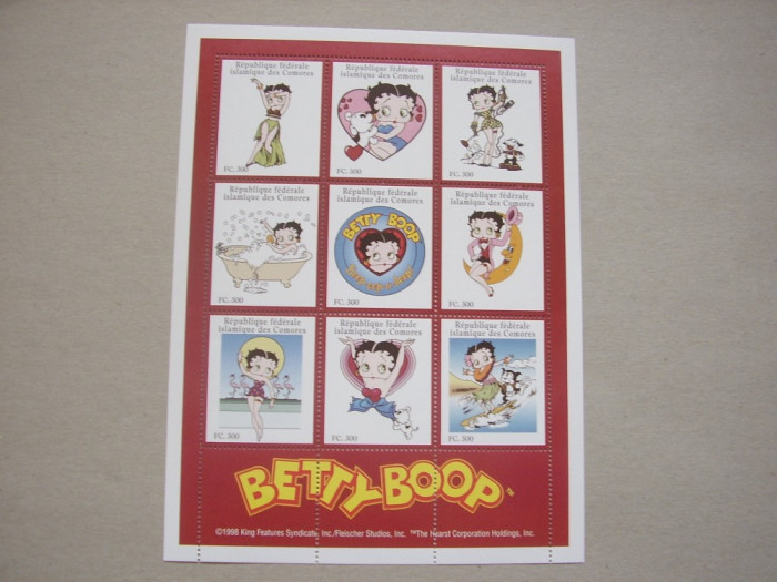 Comore 1999 desene animate Betty Boop MI 1691-1700 klb.+bloc MNH w11