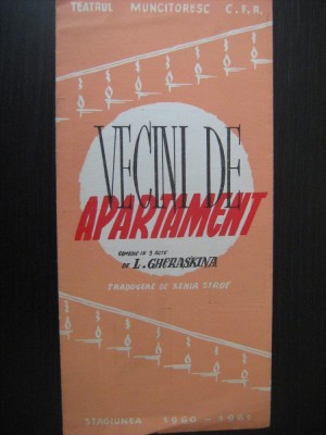 Program de teatru, stagiunea 1960 / Vecini de apartament, Teatrul MuncitorescCFR foto