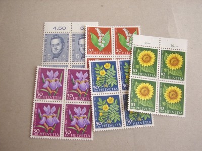 Elvetia 1961 flori MI 742-746 bloc de 4 MNH w11 foto