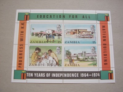 Zambia 1974 aniversare 10 ani de independenta MI bl.3 MNH w11 foto