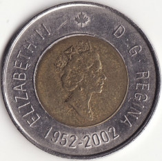 Canada - 2 Dollars 2002 - 50 de ani de la accederea la tron a Elizabetei a II-a foto