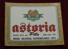 Eticheta de bere / Bere Astoria - perioada anilor 90 ! foto