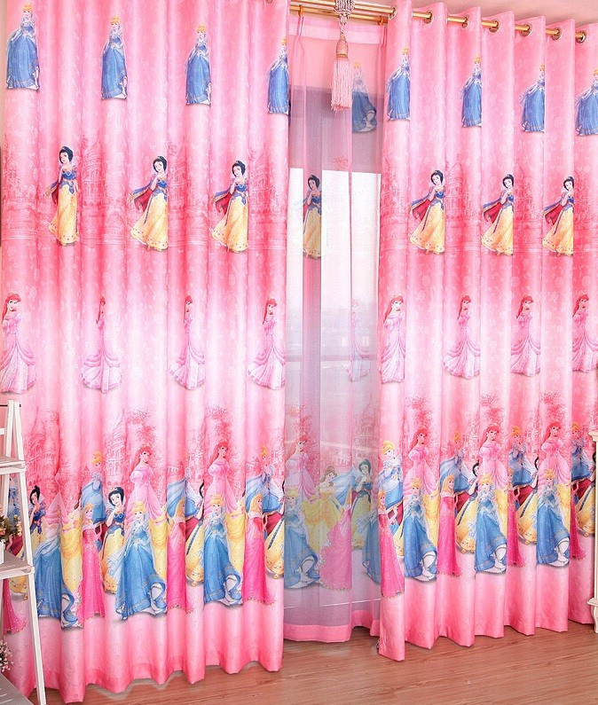 Material draperie si perdea Disney cu printese, roz | arhiva Okazii.ro
