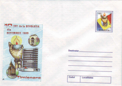 10 ani de la Revolutia din Decembrie 1989, intreg postal necirculat, 1999 foto