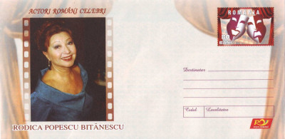 Actori - Rodica Popescu Bitanescu, intreg postal necirculat, 2007 foto