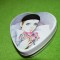 Cutie tabla in forma de inima clown clovn cu flori / trandafiri, 9.5 cm