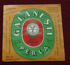 Eticheta de bere / Bere Galanesti / Perla - anii 90 !!! foto