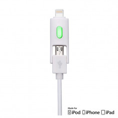 Cablu iPhone 6 Lightning si MicroUSB Comma Light 2 in 1 MFI Alb (sincronizare si incarcare ) foto