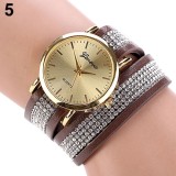 Ceas dama Fashion Geneva dark coffee curea lunga cristale + cutie cadou, Analog, Mecanic-Manual