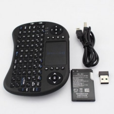 Mini tastatura wireless cu touchpad - Smart TV + Acumulator Lithiu Ion + CADOU foto