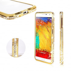 Bumper cristale aluminiu gold auriu Samsung Galaxy S5 i9600 G900 + folie ecran