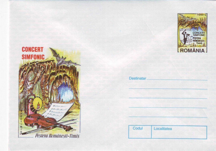 Concert Simfonic in Pestera Romanesti, Timis, intreg postal necirculat, 1998