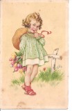 CPI (B5255) CARTE POSTALA - FETITA CU PALARIA PE SPATE, AMAG, Necirculata, Fotografie