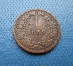 Moneda Austria 1 kreutzer 1859 bronze foto