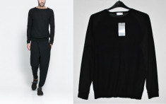 Zara Man ORIGINAL - KNITWEAR bluza barbati subtire neagra, Marime L foto