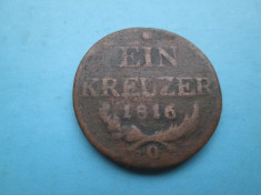 Moneda Austria 1 kreuzer 1816-O- bronze. foto