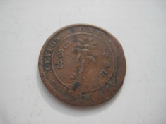 Moneda Ceylon 1900-bronz. foto