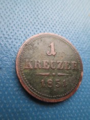 Moneda Austria 1 Kreuzer 1851- bronz. foto