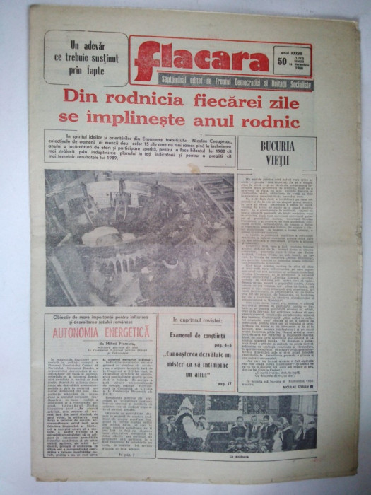 Ziarul FLACARA - vineri, 16 decembrie 1988