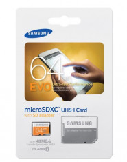 Card memorie Samsung MB-MP64DA/EU, micro SDXC EVO 64GB class 10 + adaptor foto