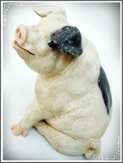 STATUETA DIN MARMURA MASIVA = PORC = SEMNAT L. TONI, HAND-MADE IN ITALY, 2 KG! foto