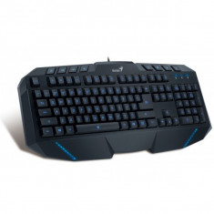 Tastatura Gaming USB, iluminare albastra, 2x porturi USB, Genius KB-G265 foto