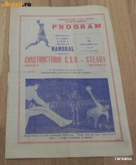 PROGRAM HANDBAL CONSTRUCTORUL CSU ORADEA - STEAUA BUCURESTI 17 SEPTEMBRIE 1981 foto