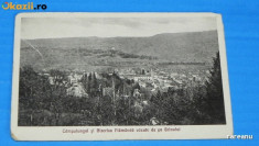 carte postala veche CAMPULUNGUL SI BISERICA FLAMANDA VAZUTE DE PE GRINULUI. circulata 1934. campulung. judetul arges (v034 foto