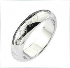 Inel LORD OF THE RINGS placat cu aur alb 18K pe structura 316L Stainless Steel;9 foto