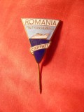 Insigna Motonava Transilvania - Turism , metal si email , h= 2,6 cm