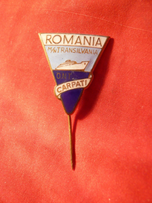 Insigna Motonava Transilvania - Turism , metal si email , h= 2,6 cm