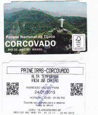 Pentru colectionari, bilet intrare Corcovado, Statuia lui Christ, Rio, Brazil foto