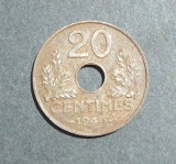 FRANTA 20 CENTIMES 1944 VARIANTA DE FIER / FOARTE RAR, Europa