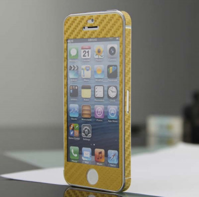 Colant sticker model carbon auriu gold iphone 5 + folie protectie ecran foto