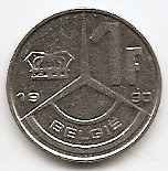 Belgia 1 Franc 1990 - Baudouin I (Dutch text) 18 mm, KM-171 foto