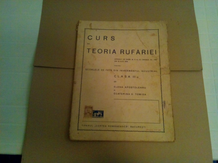 CURS DE TEORIA RUFARIEI - E. Apostoleanu, E. D. Tomida - 1938, 51 p.