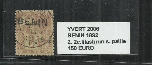 BENIN 1892 - 2.2C STAMPILAT