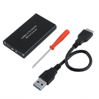 USB 3.0 la mSATA SSD External negru foto