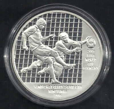 UCRAINA 10 HRIVNE GRIVNE 2004 AG 31,1g CAMP MONDIAL FOTBAL GERMANIA 2006 PROOF foto