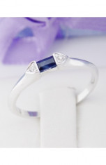 Inel aur alb 14k, Safir, Diamante, 1.53 grame foto