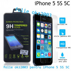 Folie sticla iPhone 5 5S 5C SUPER PREMIUM transparenta securizata temperata 0.26 foto