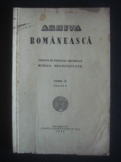 REVISTA ARHIVA ROMANEASCA TOMUL IX partea II {1944} foto